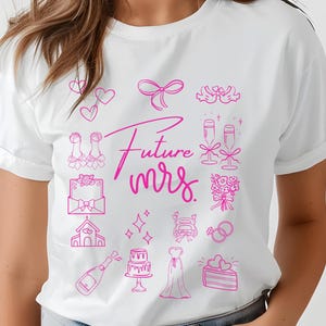 Comfort Colors®、Future Mrs. Tシャツ、ブライダルパーティーTシャツ、ウェディングギフト、独身パーティーシャツ、婚約衣装、婚約ギフト