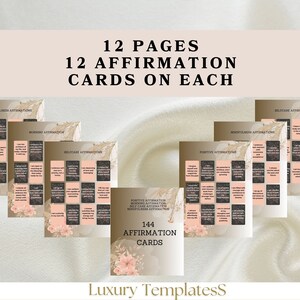 Pleine conscience et soins personnels Mantras du matin Affirmations positives et état d'esprit | Toile | Imprimable | Comment affirmer | 144 cartes d'affirmation