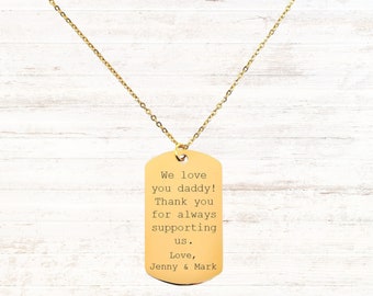 Personalized Engraved Dog Tag Necklace Army Card Identity Necklace Gift for him, boyfriend,husband, dad Birthday, Anniversary Christmas gift