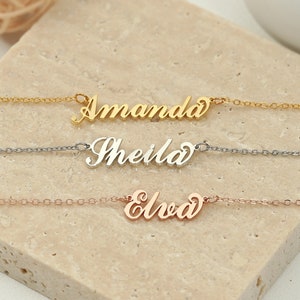 Personalized Name Necklaces, Custom Nameplate Necklace, Script Name Necklace, Mothers Day Gift, Gift for Her, Birthday Gift, Bridesmaid Gift