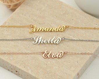 Personalized Name Necklaces, Custom Nameplate Necklace, Script Name Necklace, Mothers Day Gift, Gift for Her, Birthday Gift, Bridesmaid Gift