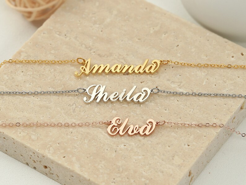 Personalized Name Necklaces, Custom Nameplate Necklace, Script Name Necklace, Mothers Day Gift, Gift for Her, Birthday Gift, Bridesmaid Gift