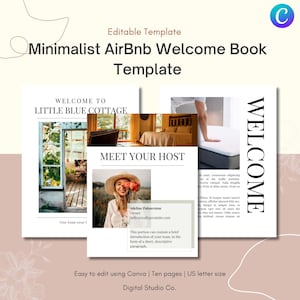Airbnb welcome pack, vacation rental template, airbnb house guide canva, vacation home