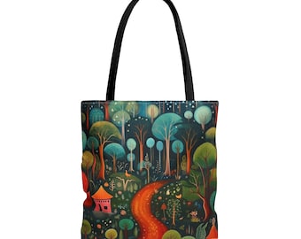 Floral tote bag, grocery tote, gift for friend, travel canvas bag, pretty aesthetic bag,  cottagecore bag, full color bag, art statement,