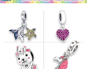 Seestern Muschel Bärchen Bär mit Mutter Mami Mom Einhorn Zubehör Freunde Geschenk Familie Charm Sammelband Anhänger 925 Sterling Silber