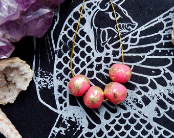 Barbie Pink Luxe Necklace -- handmade clay beads, decorated with gold foil, for a unique and stylish look  all in one necklace