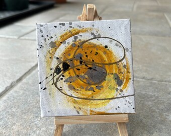 4"x4" Original abstract art painting on canvas, small artwork, mini painting