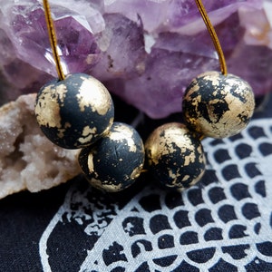 Black Luxe Necklace handmade clay beads, decorated with gold foil, for a unique and stylish look all in one necklace image 5