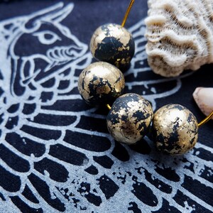 Black Luxe Necklace handmade clay beads, decorated with gold foil, for a unique and stylish look all in one necklace image 7