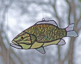 Stained Glass Smallmouth Bass - Art Glass Fish - Father's Day Gift - Outdoors Gift