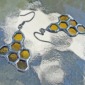 Reclaimed BEErings Honeycomb Earrings, Unique Wedding Gift, Special Occasion image 2