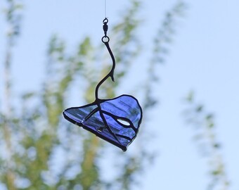 Nature Inspired Gift - Blue Aspen Leaf from Reclaimed Bottle Glass - Unique Home Decor