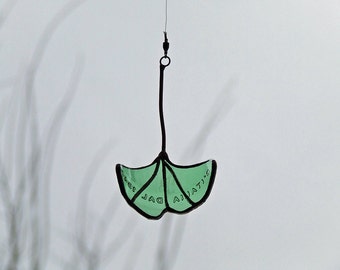 Reclaimed Glass Ginkgo Leaf from Italian Beer Bottle