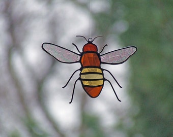 Drawn Antique Glass - Stained Glass Honey Bee - Unique Beekeeper Gift