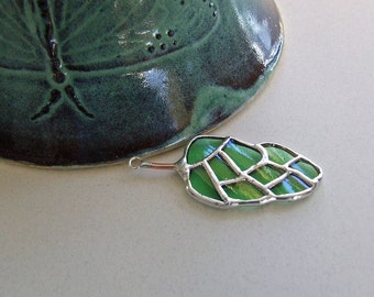 Hops Cone Pendant, Recycled Glass Charm, Eco Friendly