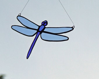 Blue Tailed Dragonfly, Recycled Eco Friendly Glass, Unique Wedding Gift, Anniversary Gift