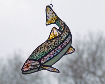 Stained Glass Trout, Rainbow Trout Fish, Unique Home Decor, Fishing Gift - Father's Day Fishing Gift