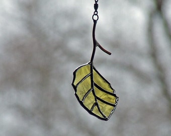 Eco Friendly Gift - Recycled Glass Birch Leaf - Nature Lover Gift - Glass Leaf Mobile