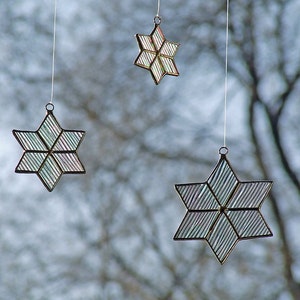 Stained Glass Stars from Iridescent Cord Glass, Unique Home Decor