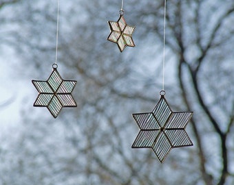 Stained Glass Stars from Iridescent Cord Glass, Unique Home Decor