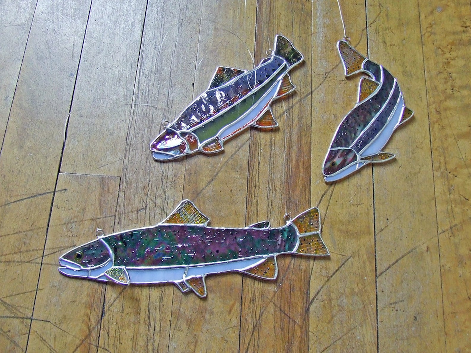 Stained Glass Trout Rainbow Trout Fish Unique Home Decor Etsy