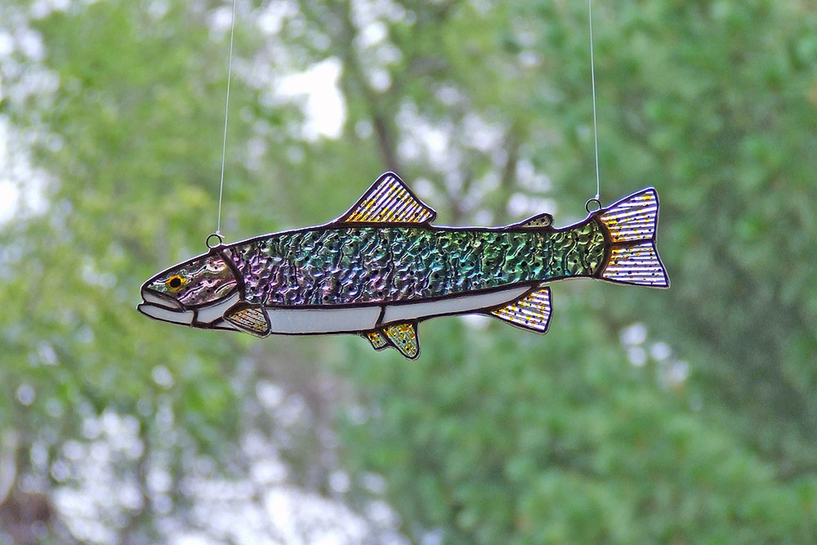Stained Glass Rainbow Trout Art Glass Fish Outdoors Gift Fishing Gift Father's Day Etsy