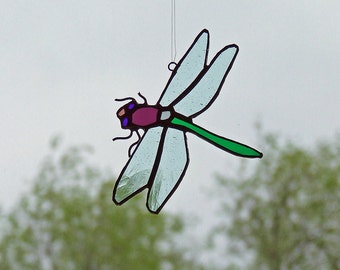 Entomologist Gift Idea - Stained Glass Dragonfly - Unique Insect Art Glass - Nature Inspired