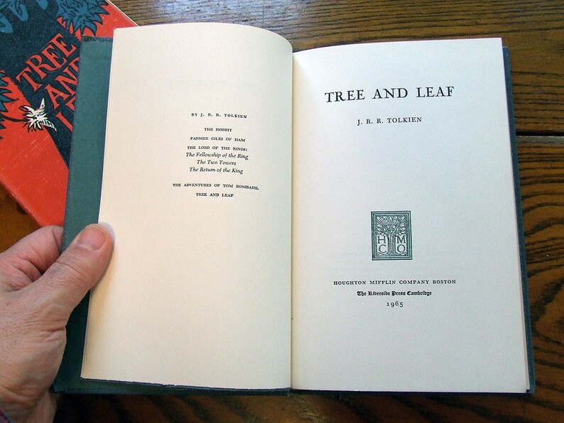 Tree and Leaf by J. R. R. Tolkien, First American Edition with Dust jacket art by Robert Quackenbush, Boston: Houghton Mifflin Company, 1965 image 3