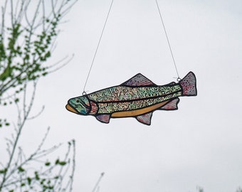 Stained Glass Trout - Cutthroat Trout - Idaho State Fish Sun Catcher - Fishing Gift - Father's Day Fishing Gift