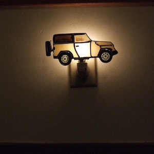 Sport Utility Vehicle Night Light - Off The Road Vehicle Stained Glass Night Light - Urban 4-Wheel Drive Vehicle Opal Glass Night Light