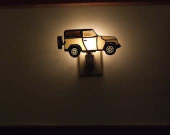 Sport Utility Vehicle Night Light - Off The Road Vehicle Stained Glass Night Light - Urban 4-Wheel Drive Vehicle Opal Glass Night Light
