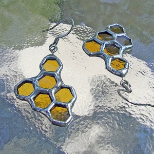 Reclaimed BEErings Honeycomb Earrings, Unique Wedding Gift, Special Occasion image 4