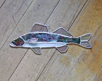 Minnesota Walleye in Stained Glass - Walleye Sun Catcher - Outdoorsy Type Unique Gift - Father's Day Fishing Gift