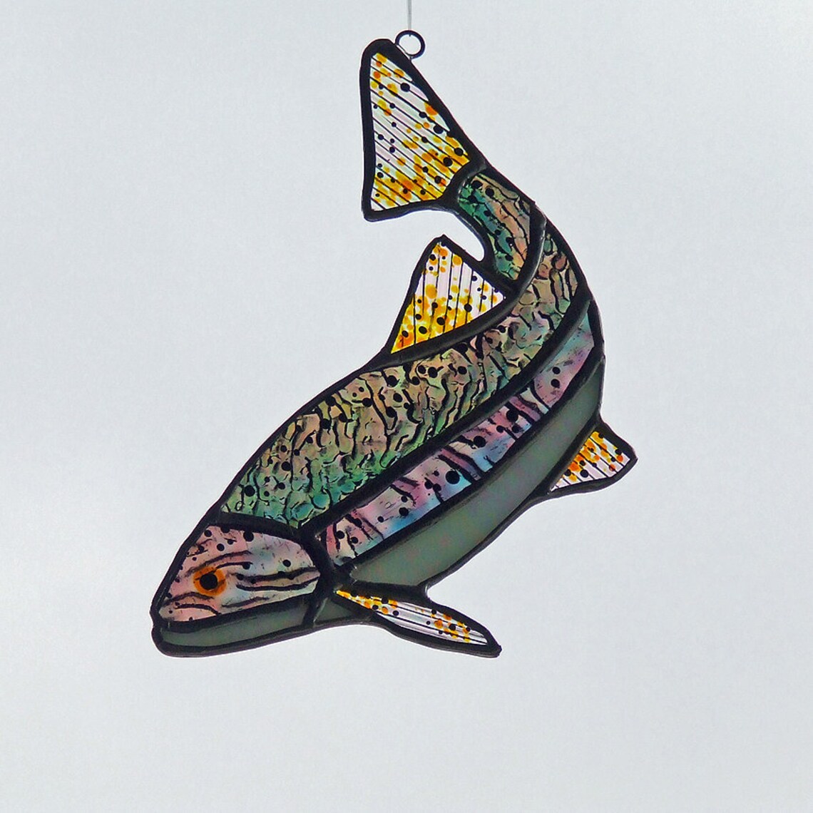 Stained Glass Trout Rainbow Trout Fish Unique Home Decor Etsy