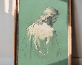 Jesus Christ Pencil Drawing Portrait, Yeshua Portrait Wall Art, Modern Religious Wall Decor, Hand Drawn Art, PNG+JPG Printable Wall Art