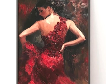 Flamenco Tänzerin Kunstdruck, Spanische Ölmalerei Wandkunst, Impasto Malerei Druck, Spanische Wandkunst, Spanien Illustrationen, druckbare Wandkunst