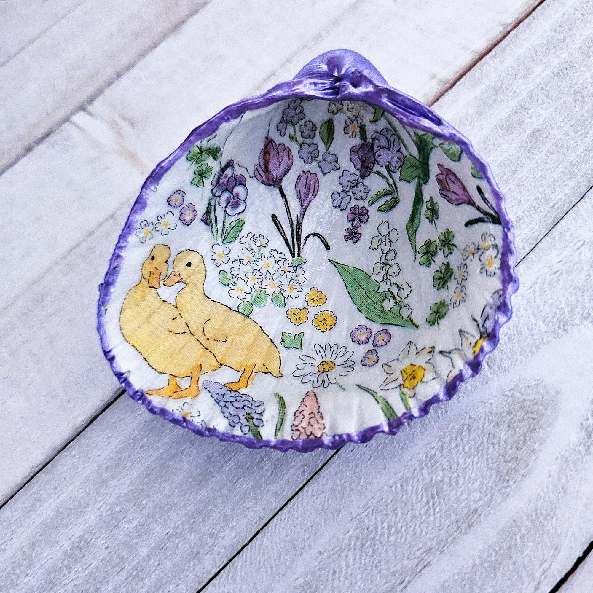 Easter Seashells Decoupage Seashell Trinket Dish: Spring Garden Easter Decor - Etsy