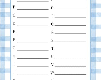 Baby Shower Name Game - digital download - baby shower games, boy, baby names