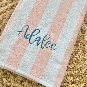 Embroidered Oversized Cabana Stripe Beach Towels | 30x70" | Monogrammed Pool Towels | Bridal Party Gift | Bachelorette