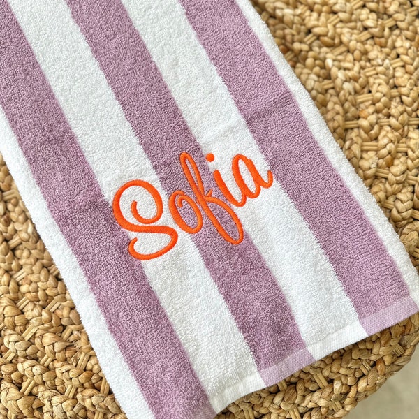 Embroidered Oversized Cabana Stripe Beach Towels | 30x70" | Monogrammed Pool Towels | Bridal Party Gift | Bachelorette