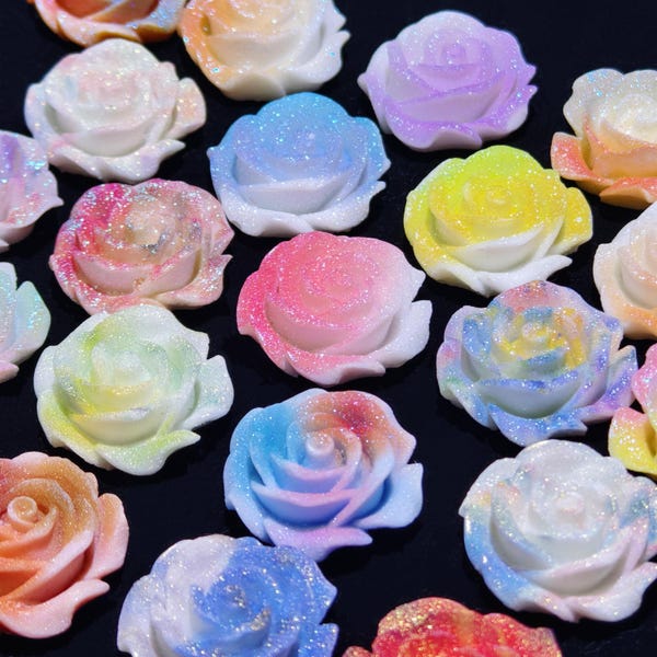 Luminous Roses 36mm/26mm Sugar Textures for Art Craft DIY - Colorful and Sparkly Rose Designs