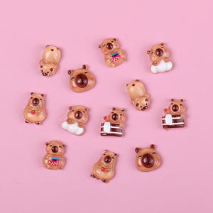 Mini Capybara Resin Nail Charms for Nail Arts, DIY, Jewery Making and More