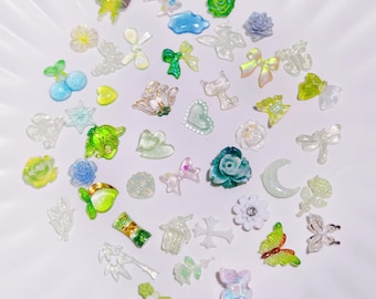 Mixed Green Nail Charms Luminous Resin Charms for Nail Art DIY Handcraft and More