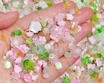 Mixed Nail Charms Pink And Green Luminous Resin Charms for Nail Art DIY Handcraft and More