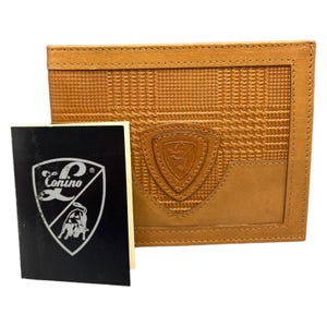 Tonino Lamborghini Portemonnaie Leder Geldbörse 11x9cm Braun Made in Italy Retro