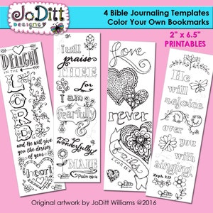 4 Bible Journaling Templates - Bible Verse Bookmark Coloring Pages - Delight in the LORD - Scripture Printables - Illustrated Faith