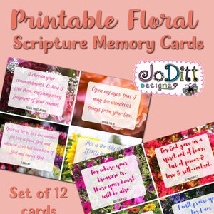Scripture Memory Cards/Project Life Cards, Bible Verse Cards/Printable Journaling Cards, Bible Journaling / Set of 12 Journal Cards