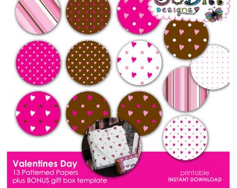 Valentines Day Digital Paper - Valentine Journal Printables - Digital Download Scrapbook Paper - Printable Planner Journal Notebook Pages