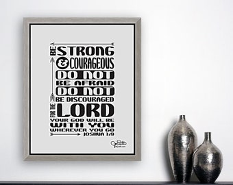 Joshua 1:9 Scripture Wall Art Be Strong and Courageous Printable Wall Art, Christian Wall Art, Bible Verse Wall Art Printable Scripture Sign