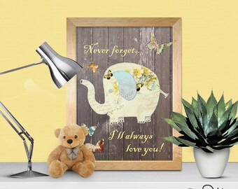 Elephant Baby Shower Decorations, Elephant Decor Nursery, Vintage Nursery Prints, Elephant Nursery Art Printable, Gender Neutral Baby Gift